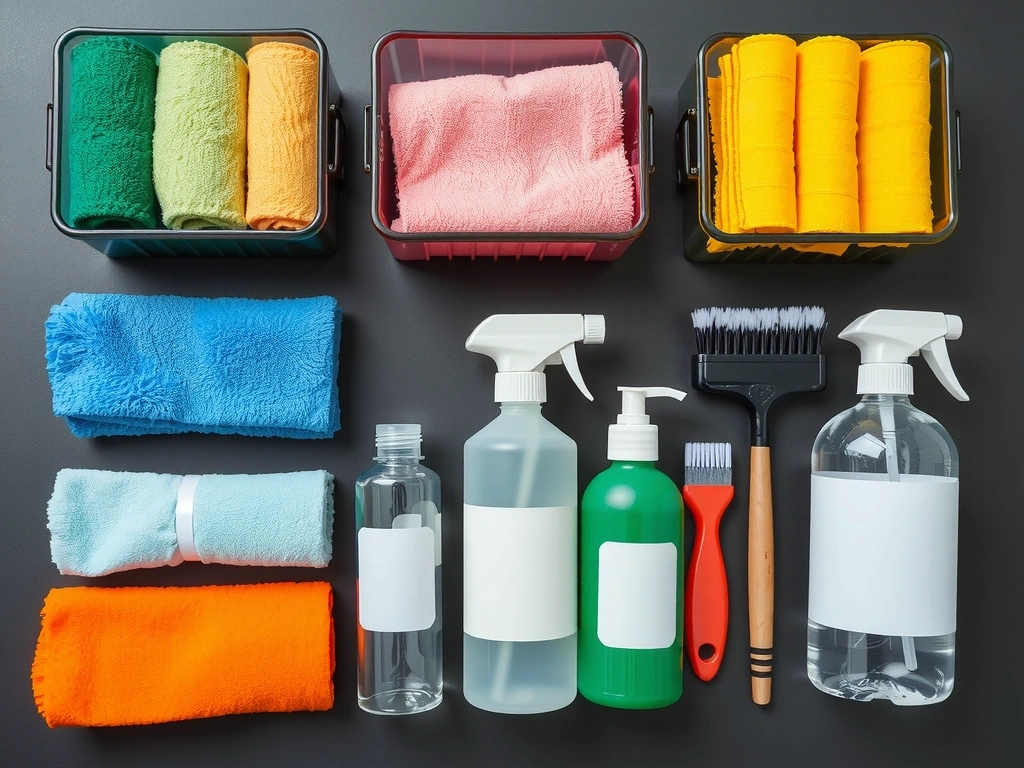 Cleaning kit flat-lay